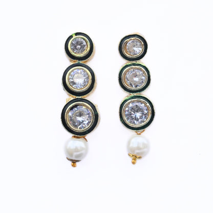 Necklace - Kundan Gold Plated Necklace Set with Earrings - Opal Touch