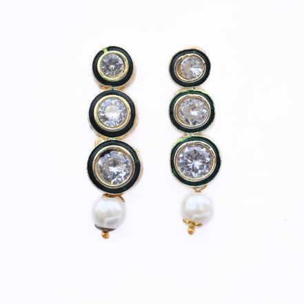 Necklace - Kundan Gold Plated Necklace Set with Earrings - Opal Touch