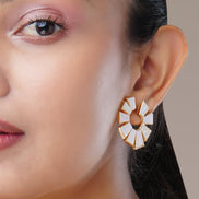 Earrings - Kundan Polki Gold Plated Earrings - Opal Touch