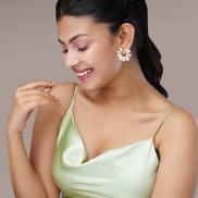 Earrings - Kundan Polki Gold Plated Earrings - Opal Touch