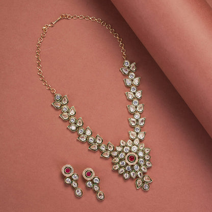 Necklace - Kundan Radiance Gold Plated Necklace Set - Opal Touch