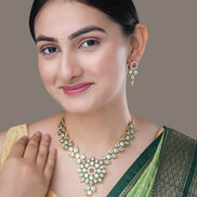 Necklace - Kundan Radiance Gold Plated Necklace Set - Opal Touch