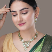 Necklace - Kundan Radiance Gold Plated Necklace Set - Opal Touch
