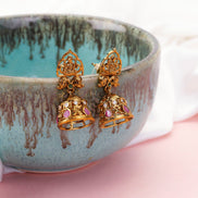 Jhumka - Lakshmi Enchanted Matte Black Plated Jhumka - Opal Touch
