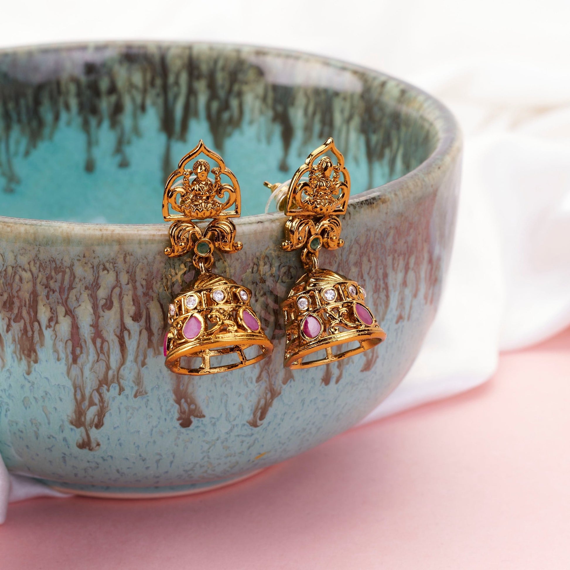 Jhumka - Lakshmi Enchanted Matte Black Plated Jhumka - Opal Touch