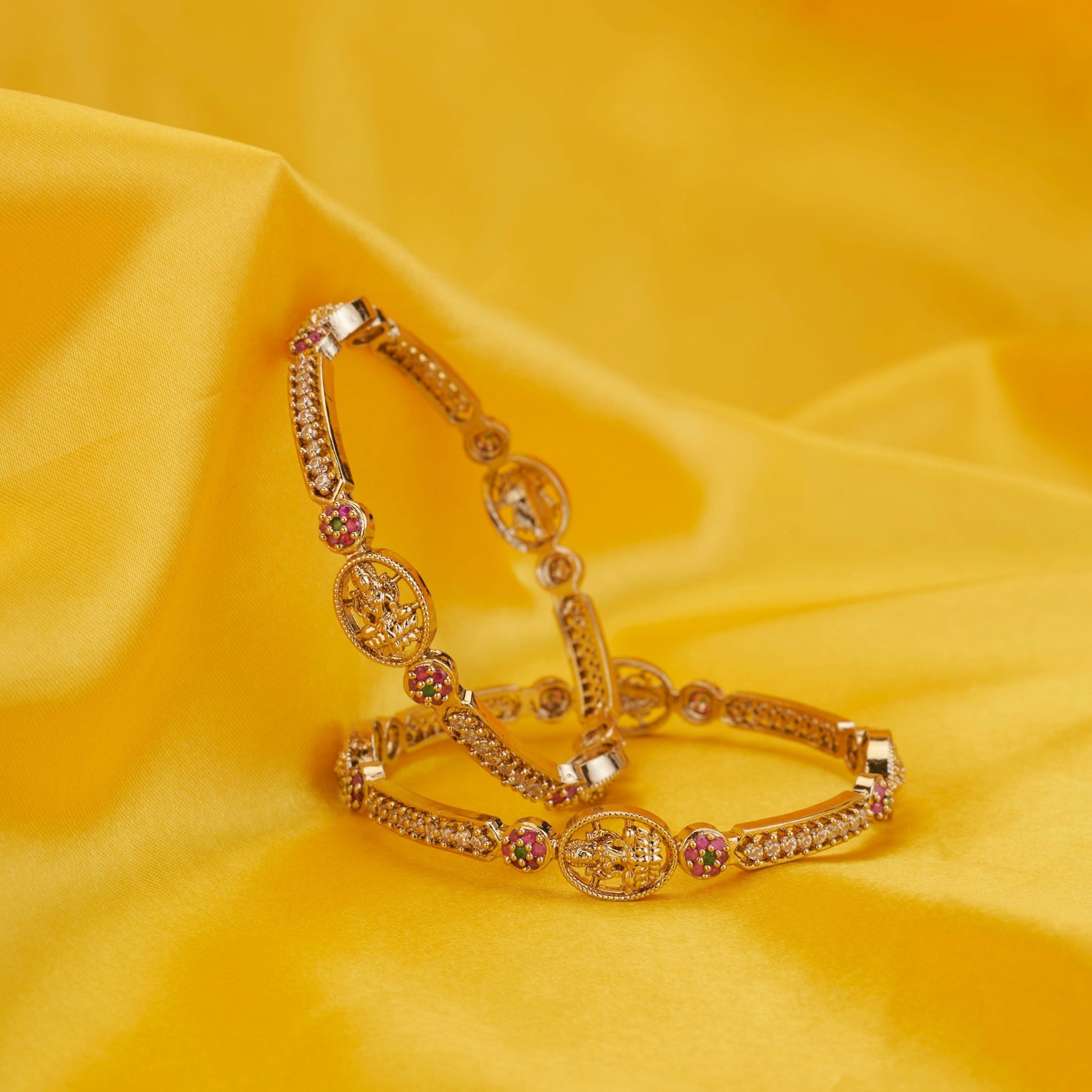 Bangles - Lakshmi Enchanted Mehendi Plated Bangles - Opal Touch