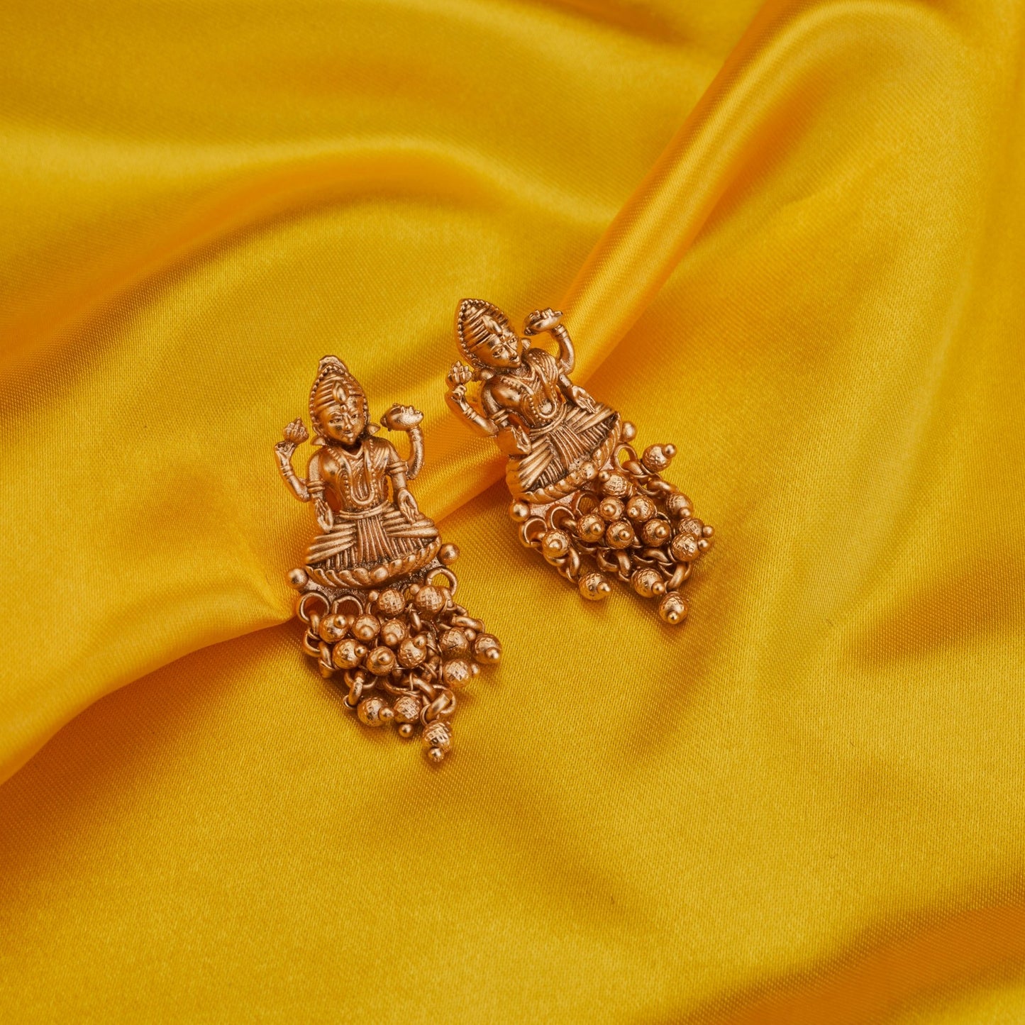 Earrings - Lakshmi Narayan Matte Gold Plated Earrings - Opal Touch