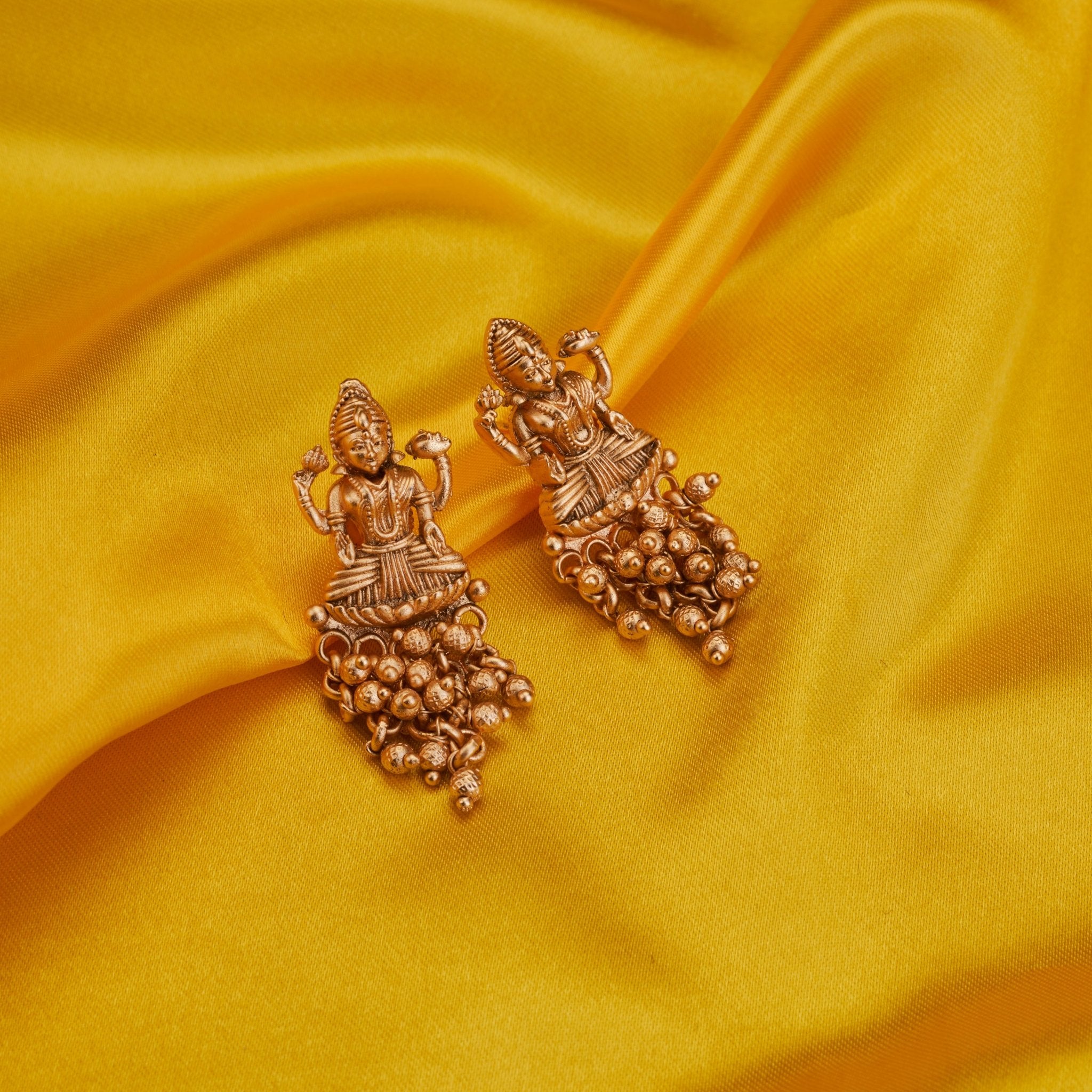 Earrings - Lakshmi Narayan Matte Gold Plated Earrings - Opal Touch