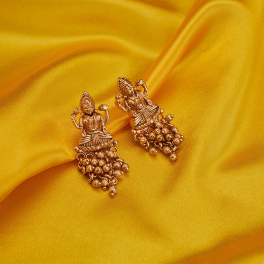 Earrings - Lakshmi Narayan Matte Gold Plated Earrings - Opal Touch