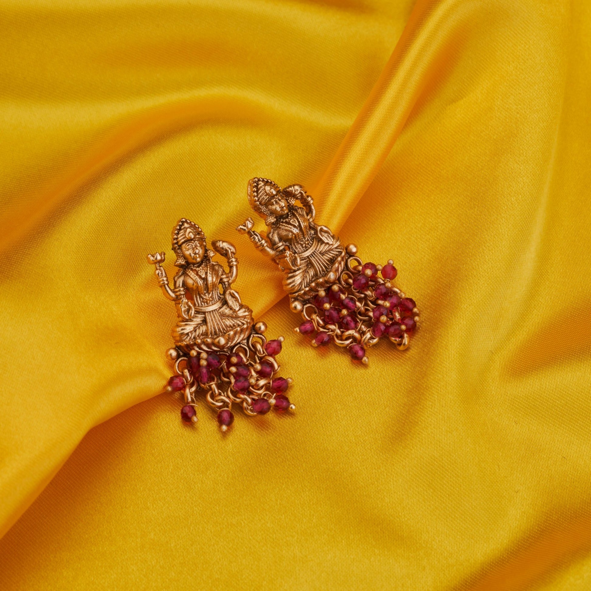  - Lakshmi Narayan Matte Gold Plated Earrings - Opal Touch