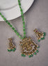 Locket Set - Lakshmi Royal Mehendi Plated Locket Set with Earrings - Opal Touch