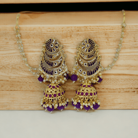 Opal Touch - Layered Jhumka With Moti Chain - Jhumka