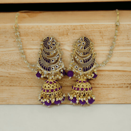 Opal Touch - Layered Jhumka With Moti Chain - Jhumka