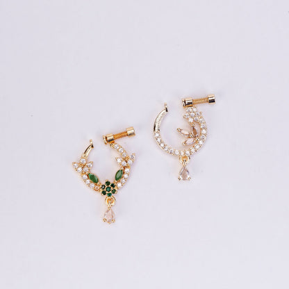 Nose Pin - Leaf Dazzle Combo Gold Plated Nose Pin - Opal Touch