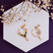 Nose Pin - Leaf Dazzle Combo Gold Plated Nose Pin - Opal Touch