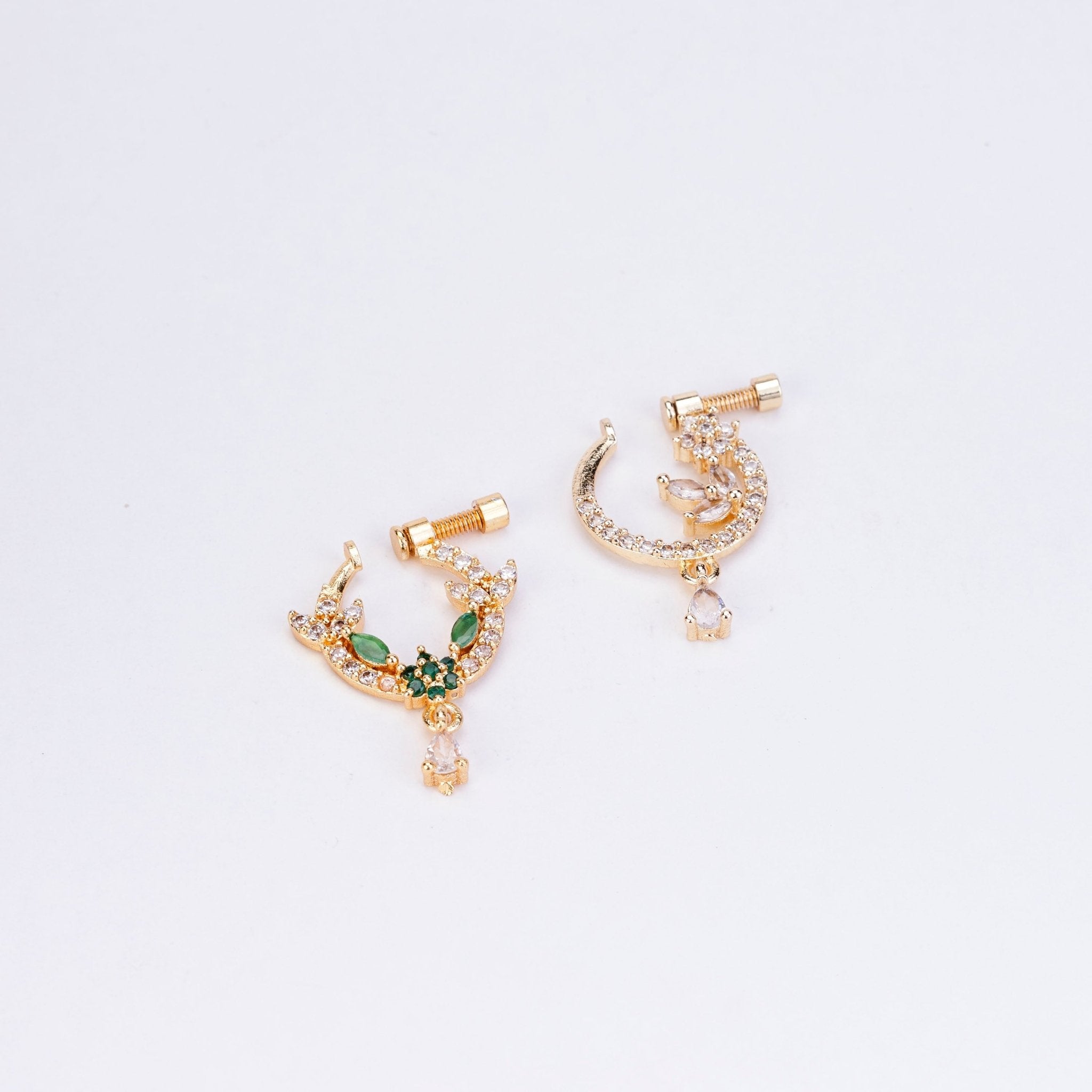 Nose Pin - Leaf Dazzle Combo Gold Plated Nose Pin - Opal Touch