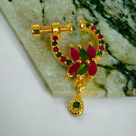 Opal Touch - Leaf Screw Nose Pin - Nose Pin