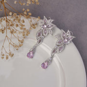 Earrings - Leaflet Enchanted Rhodium Plated Earrings - Opal Touch