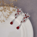 Earrings - Leaflet Enchanted Rhodium Plated Earrings - Opal Touch