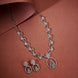 Necklace - Leaflet Motif Rhodium Plated Necklace Set - Opal Touch