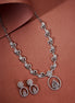 Necklace - Leaflet Motif Rhodium Plated Necklace Set - Opal Touch