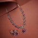 Necklace - Leaflet Motif Rhodium Plated Necklace Set - Opal Touch