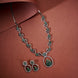 Necklace - Leaflet Motif Rhodium Plated Necklace Set - Opal Touch