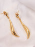 Earrings - Long Drop Gold Plated Earrings - Opal Touch