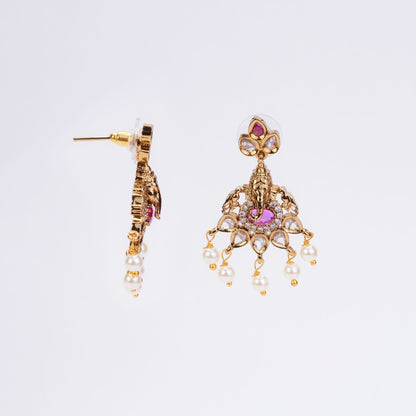 Earrings - Lord Ganesha Temple Drops - Opal Touch