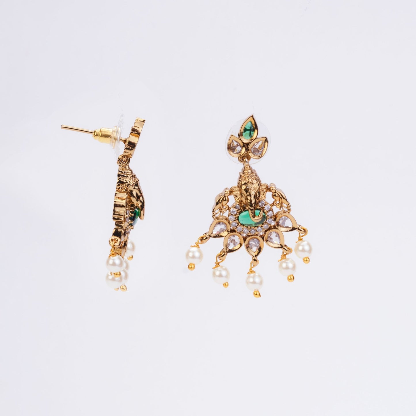 Earrings - Lord Ganesha Temple Drops - Opal Touch