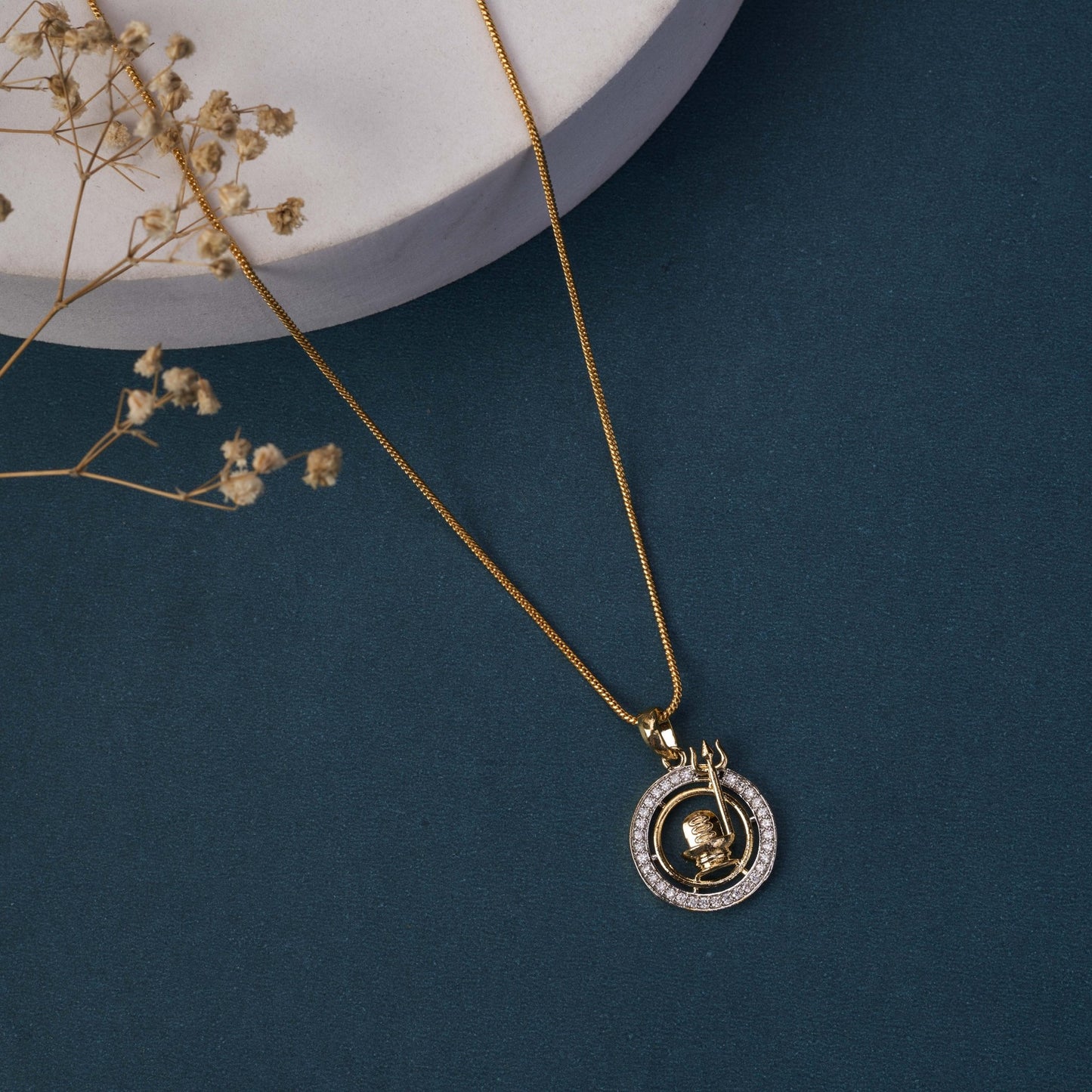 Locket Set - Lord Shiva Enchanted Gold Plated Locket Set - Opal Touch