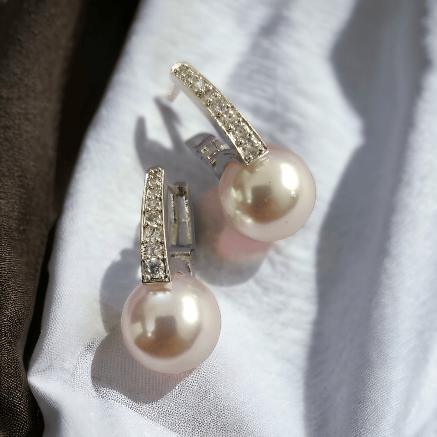 Opal Touch - Luminous Sparkle Gold Moti Earrings - Earrings