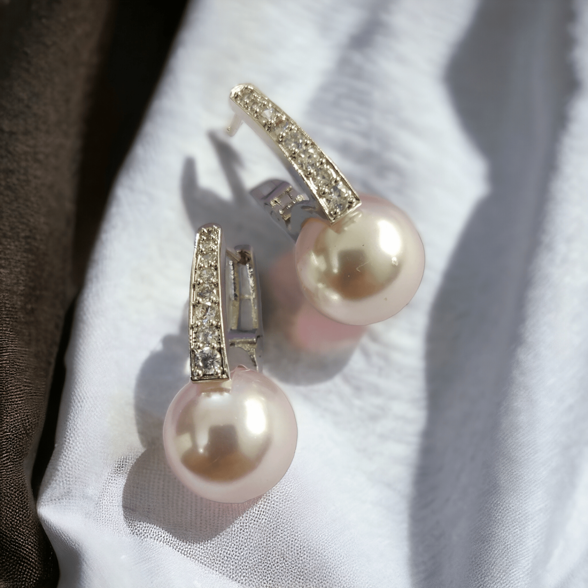 Opal Touch - Luminous Sparkle Gold Moti Earrings - Earrings