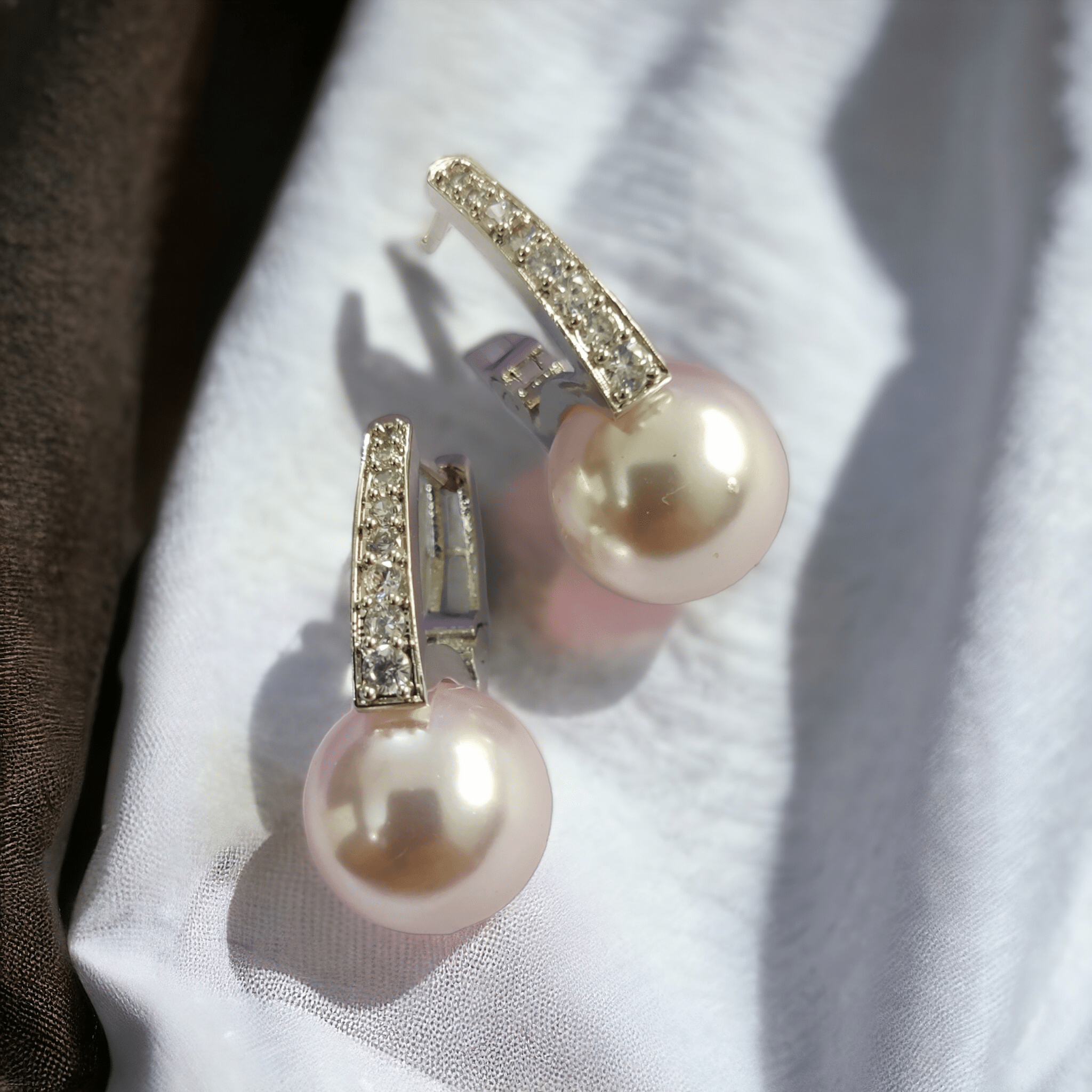 Opal Touch - Luminous Sparkle Gold Moti Earrings - Earrings