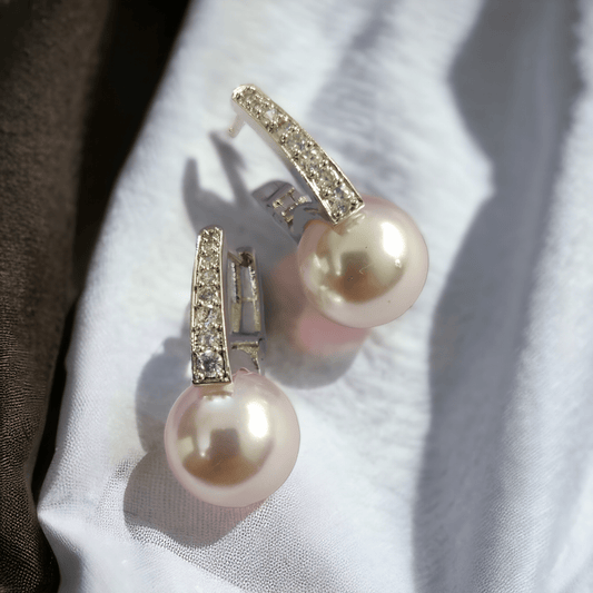 Opal Touch - Luminous Sparkle Gold Moti Earrings - Earrings