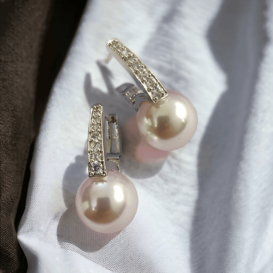 Opal Touch - Luminous Sparkle Gold Moti Earrings - Earrings