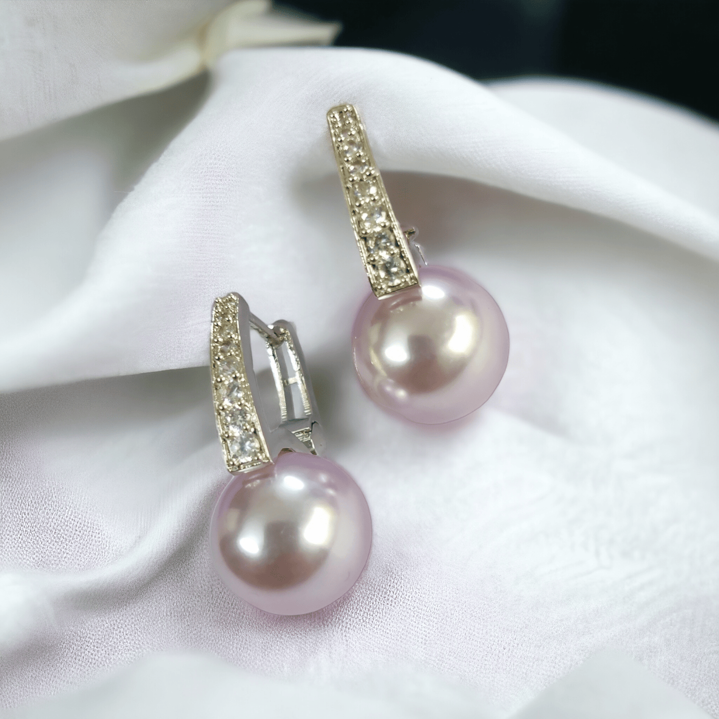 Opal Touch - Luminous Sparkle Purple Moti Earrings - Earrings