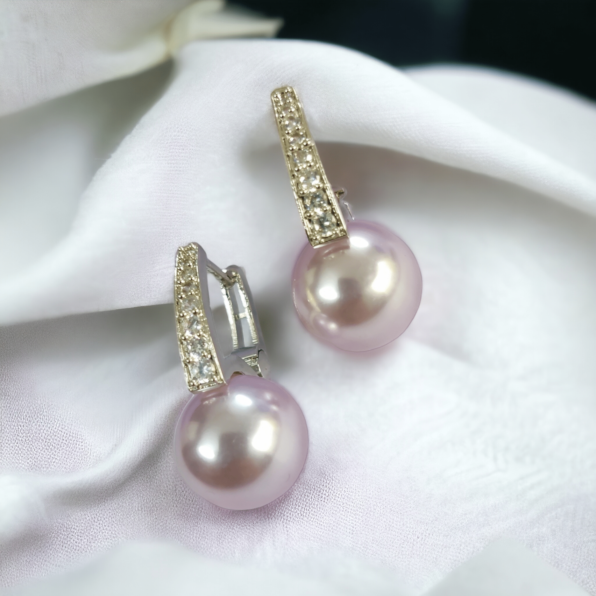 Opal Touch - Luminous Sparkle Purple Moti Earrings - Earrings
