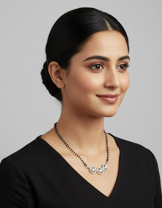 Luminous Vow Rhodium Mangalsutra - Opal Touch