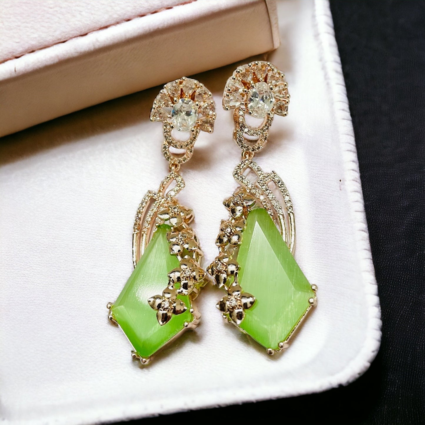 Earrings - Lush Leaf Lustre Earrings - Opal Touch
