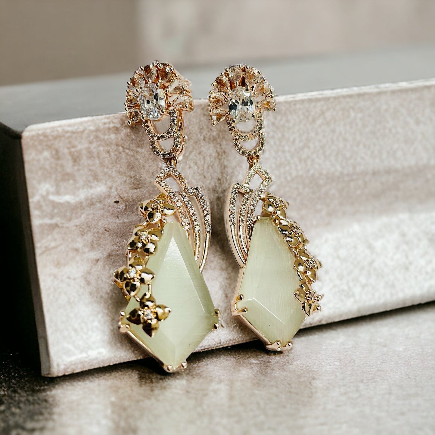 Earrings - Lush Leaf Lustre Earrings - Opal Touch