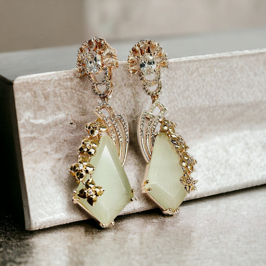 Earrings - Lush Leaf Lustre Earrings - Opal Touch