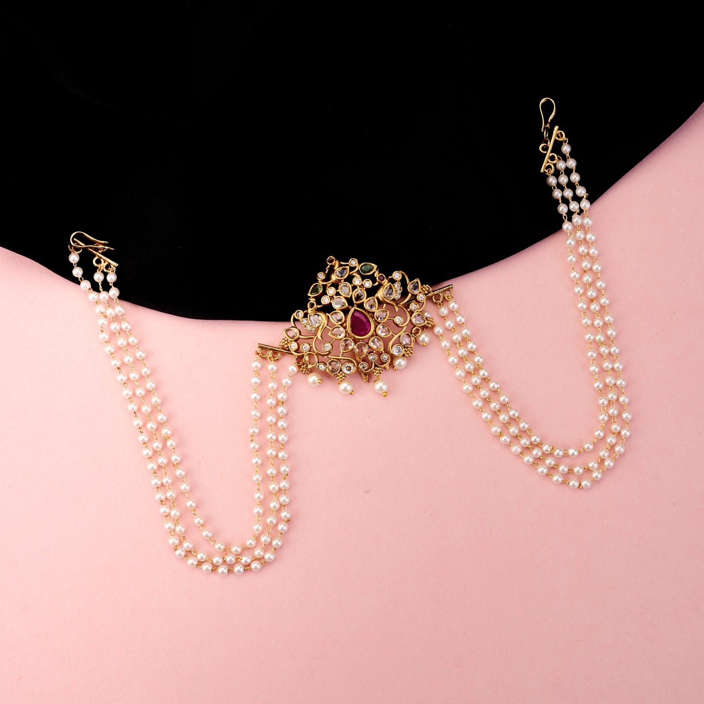 Matha Patti - Lush Loom Gold Plated Juda Pin - Opal Touch