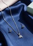 M' Initial Necklace and Cubic Zirconia Stud Earrings Set (Pack of 2) - Opal Touch