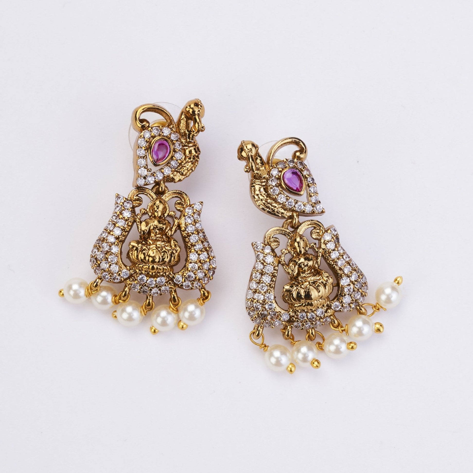 Earrings - Mahalakshmi Temple Drops - Opal Touch