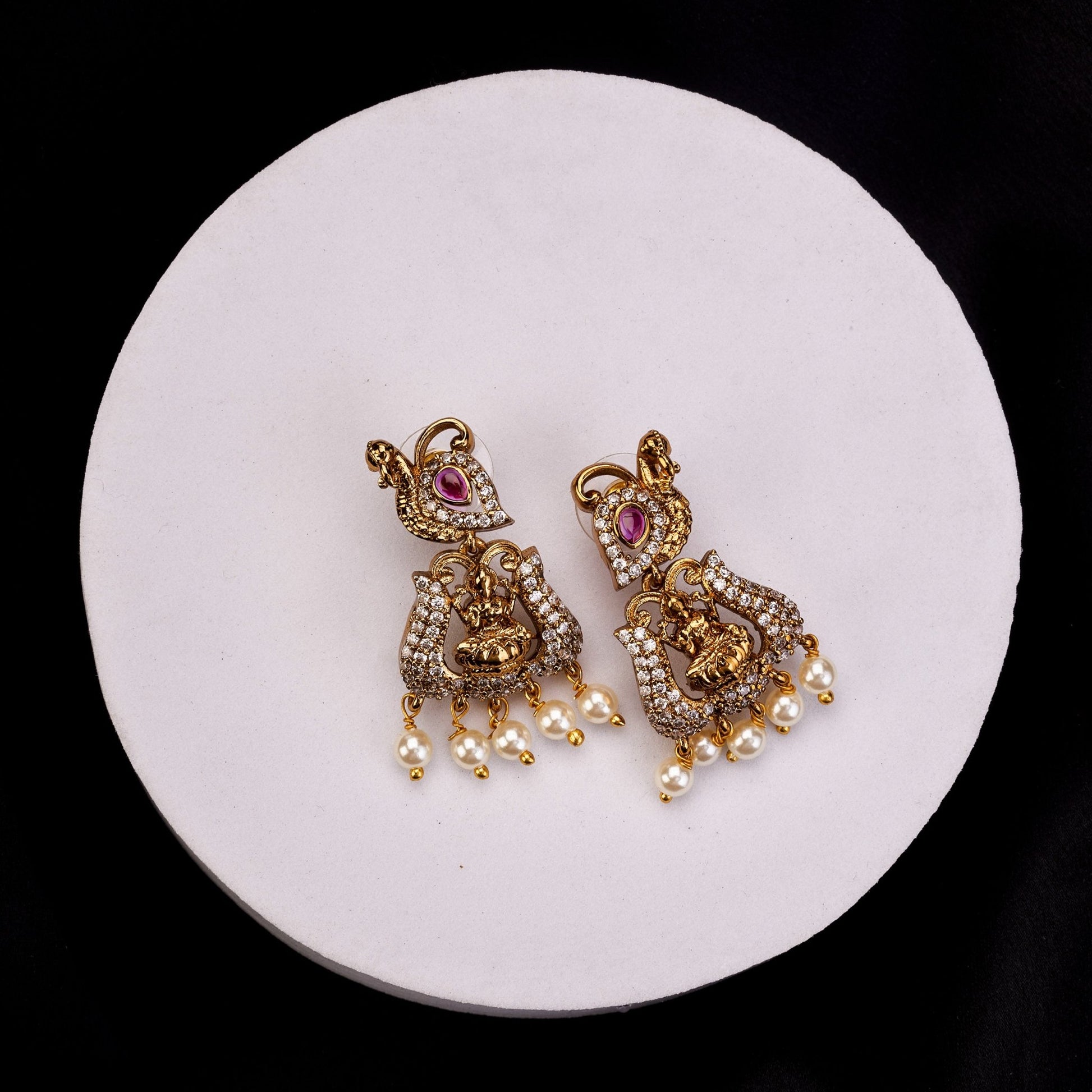 Earrings - Mahalakshmi Temple Drops - Opal Touch