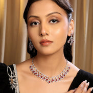 Majestic Teardrop American Diamond Necklace & Earring Set - Opal Touch