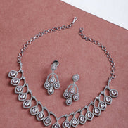 Majestic Teardrop American Diamond Necklace & Earring Set - Opal Touch