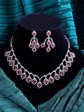 Majestic Teardrop American Diamond Necklace & Earring Set - Opal Touch