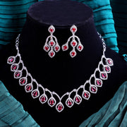 Majestic Teardrop American Diamond Necklace & Earring Set - Opal Touch